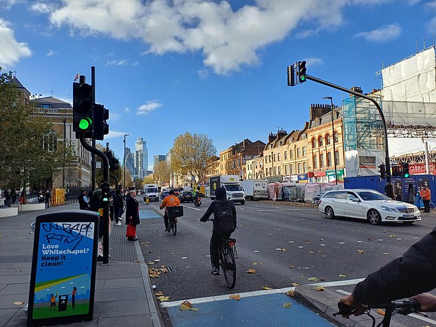 A sign near the station which read: 'Love Whitechapel? Keep it clean!' was ironically written over with black spray paint