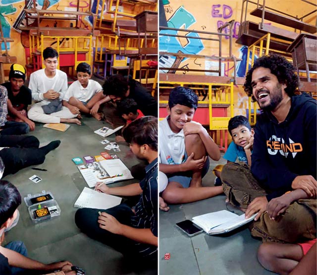 Moments from the community board game session in Dharavi