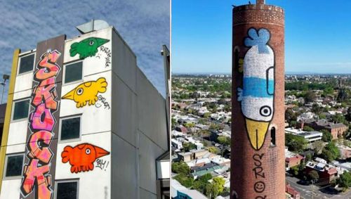 A 21-year-old man has been arrested in connection with a series of graffiti works across Melbourne, including the iconic 'Pam the Bird' tag.