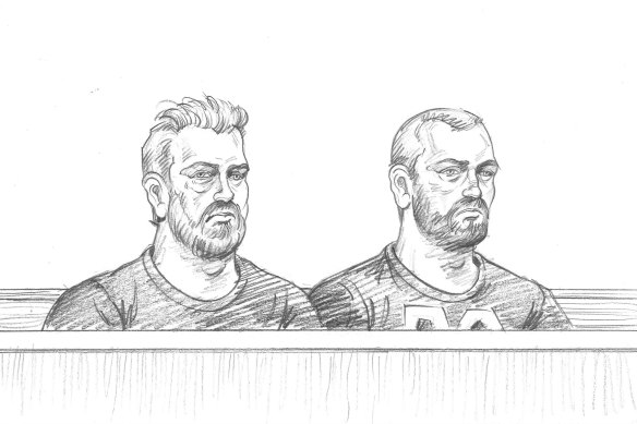 Matthew Raoul White (left) and Jack Gibson-Burrell in court.