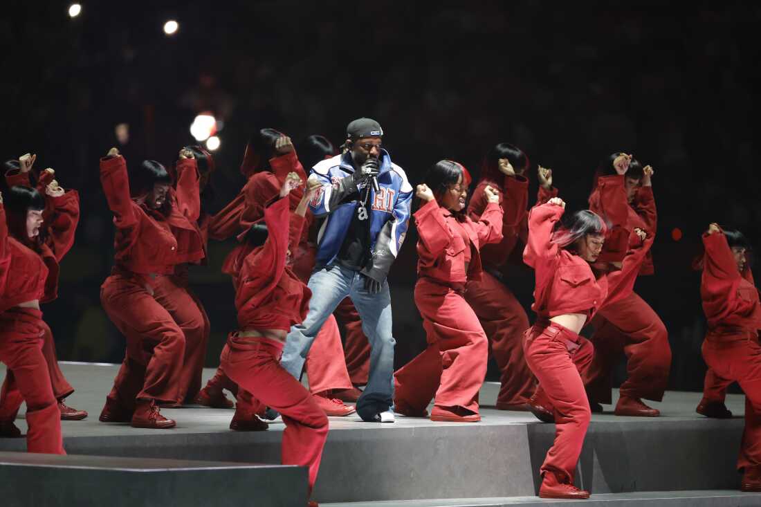 Kendrick Lamar performs for the Apple Music Super Bowl LIX Halftime Show