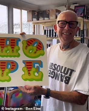 Ben Eine, 54, who became celebrated in the street art scene in the noughties - and was good pals with Banksy - was convicted of assault in 2018 but has continued to be successful in the industry with his distinct, bright lettering aesthetics