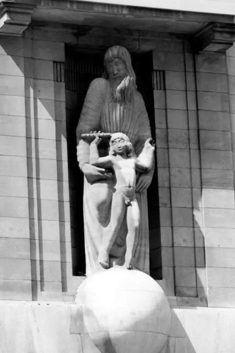 The Prospero and Ariel statue on display at the BBC
