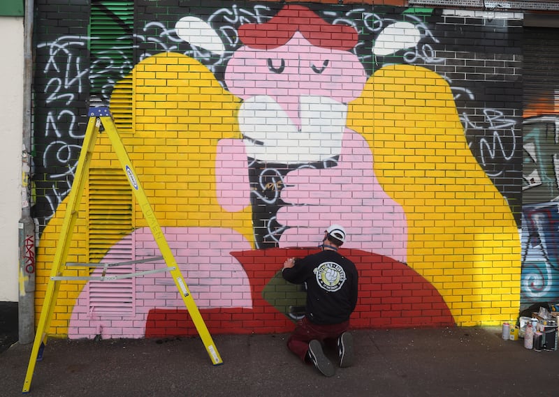 Hit the North Street Art Festival finishes off with a block party featuring 60 local and international artists painting various murals around the Kent Street area in Belfast City Centre PICTURE: MAL MCCANN