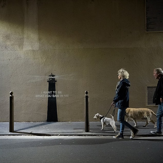 The street artist has not disclosed the location of his latest piece, but a wider shot shows a little more