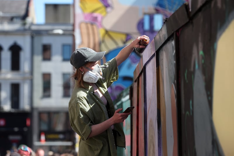 Hit the North Street Art Festival finishes off with a block party featuring 60 local and international artists painting various murals around the Kent Street area in Belfast City Centre PICTURE: MAL MCCANN