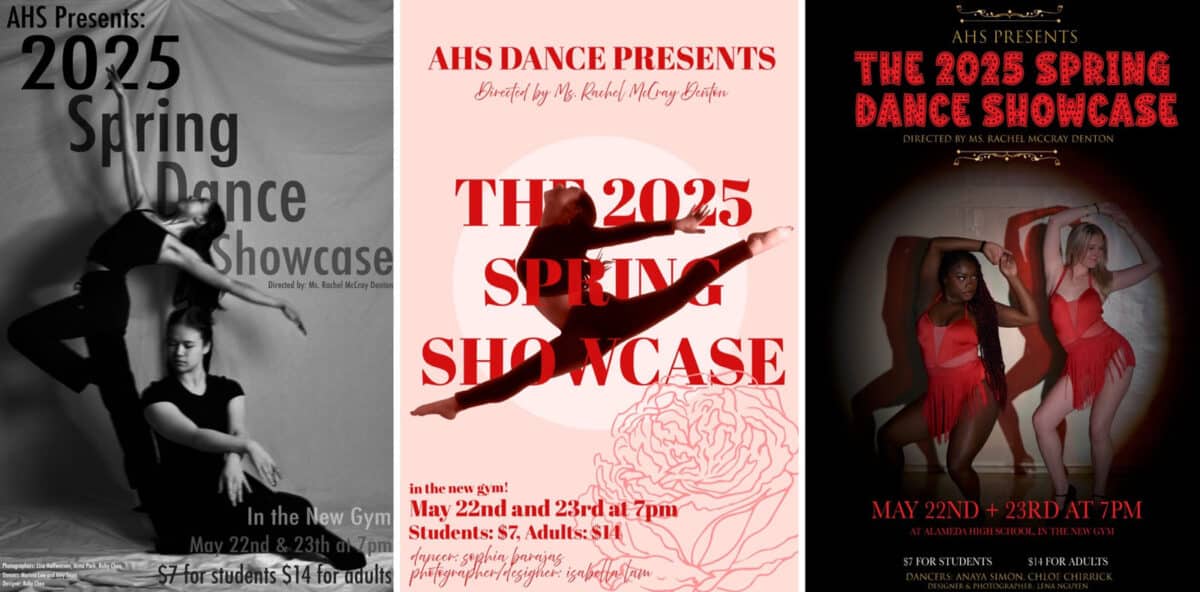 Alameda Post - three posters for the 2025 Spring Showcase for the AHS Dance team