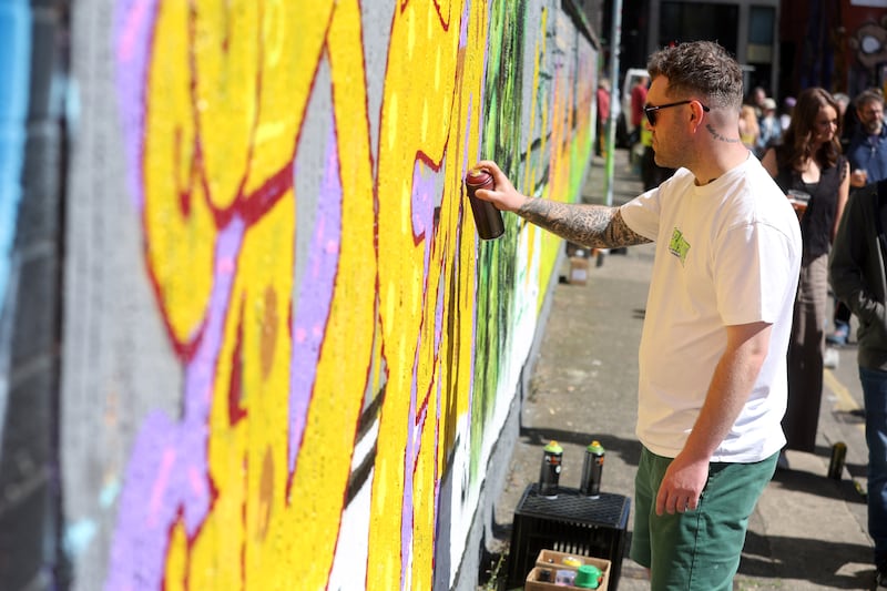Hit the North Street Art Festival finishes off with a block party featuring 60 local and international artists painting various murals around the Kent Street area in Belfast City Centre PICTURE: MAL MCCANN