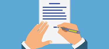 Graphic man's hand signing document 2