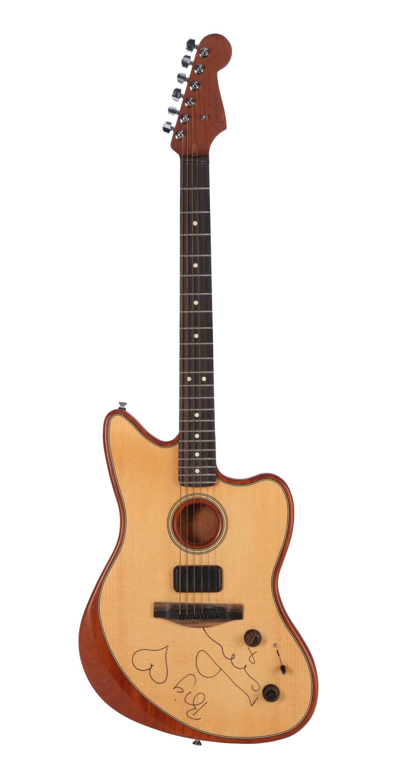 A signed Fender Acoustasonic guitar